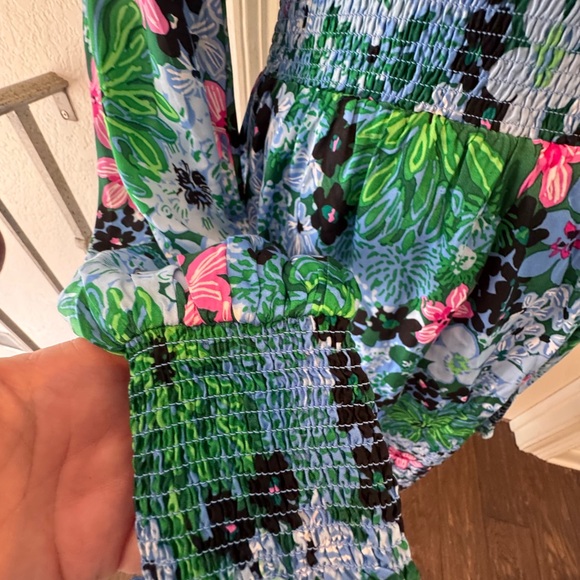 Lilly Pulitzer Sz 4 Loubella Smocked Midi Dress Multi Soiree All Day - Picture 8 of 16